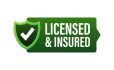 licensed and insured vector icon with tick mark and shield.